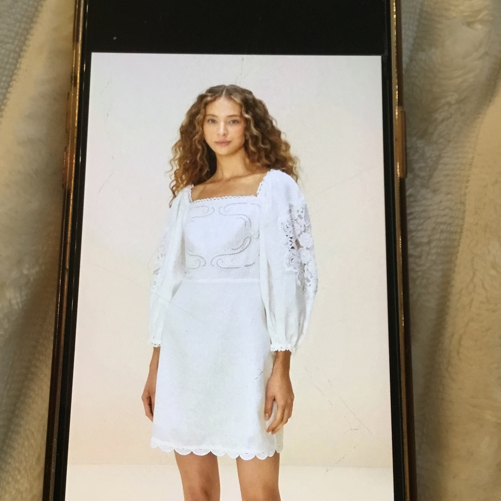 Farm Rio Embroidered Euroflax Premium Linen Mini Dress